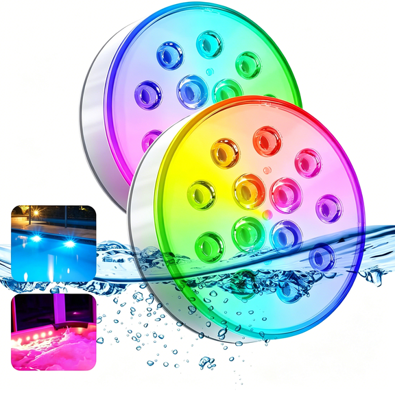 HIBIBUD Pool Lights, Rechargeable Submersible LED Lights with Remote IP68 Waterproof 16 Colors Hot Tub Underwater Pool Lights for Above Ground Inground Pool, Bath, Party, Vase 2 Pack