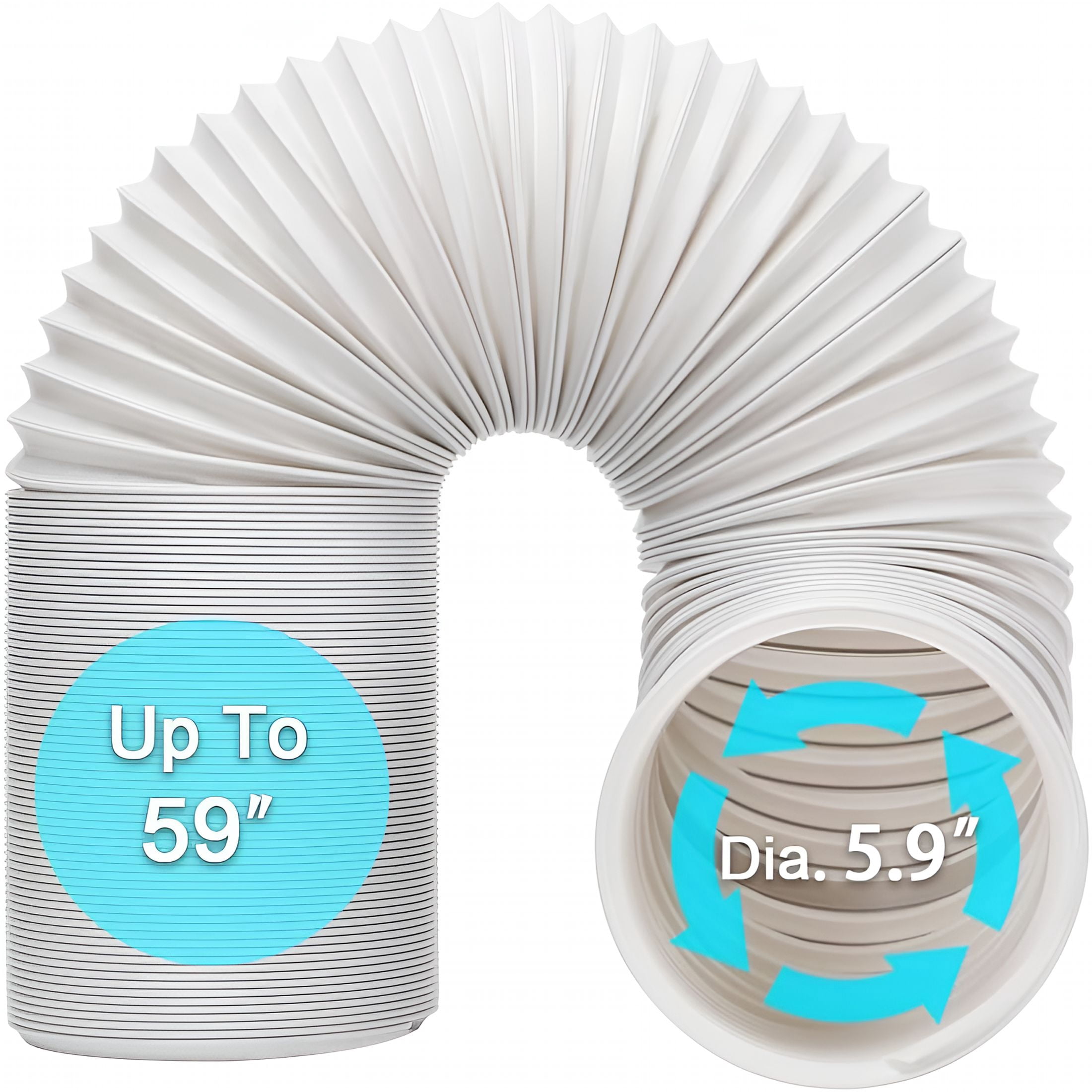 HIBIBUD Portable Air Conditioner Hose,Portable Exhaust Vent Hose with 5.9 Inch Diameter,Universal Replacement Ac Vent Hose Length Up to 59"