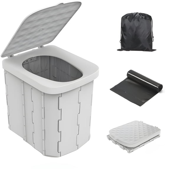 HIBIBUD Portable Camping Toilet for Adults XL Portable Folding Toilet with Lid, Travel Portable Potty for Adults, Porta Potty Car Toilet, Grey