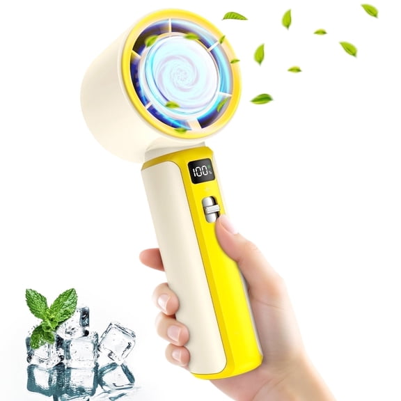 HIBIBUD Portable Handheld Fan, 100 Speed Electric Personal Fans Portable Rechargeable with Led Display and Ice Sense Chip to Ice High-Speed Mini Turbo Fan for Outdoor Home