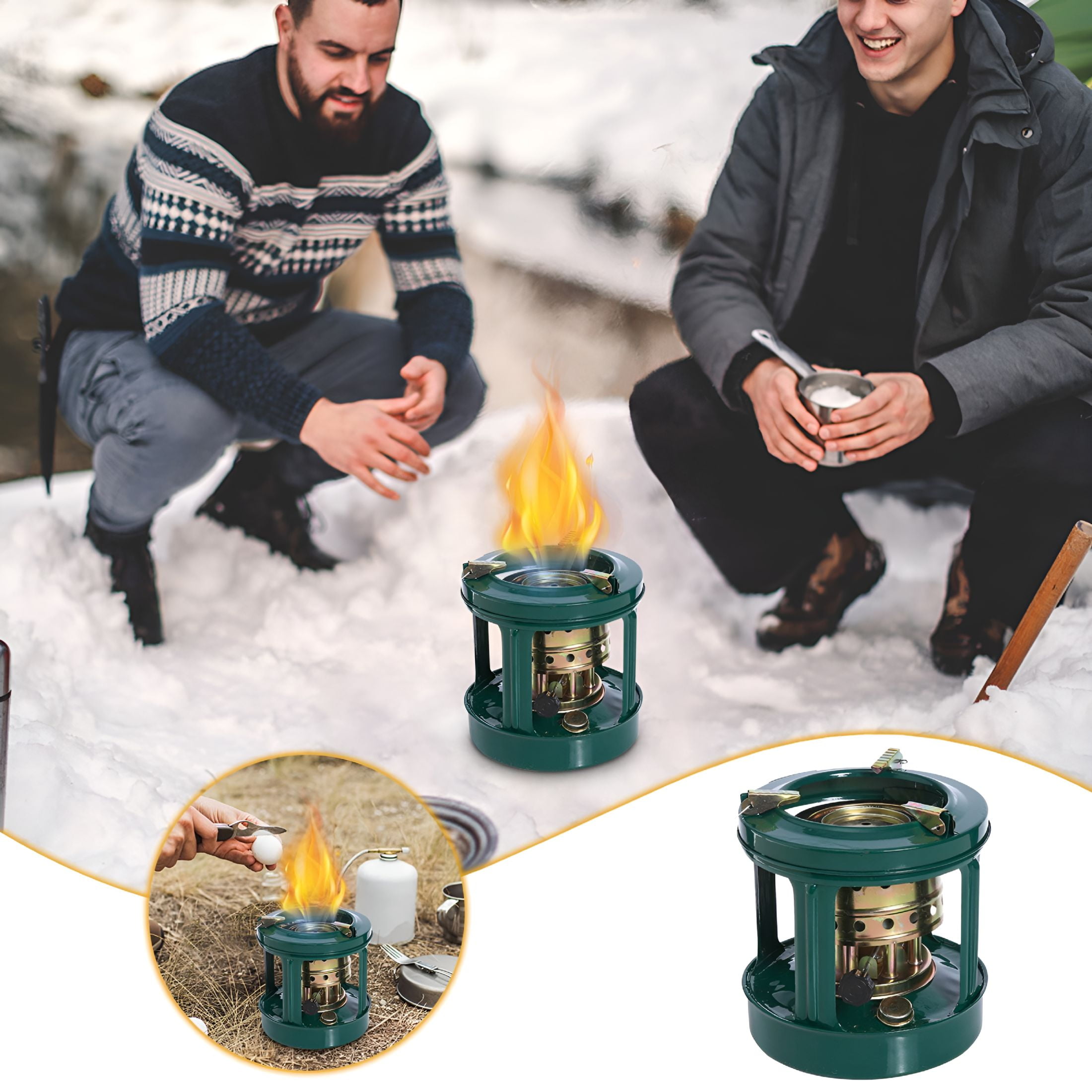 HIBIBUD Portable Kerosene Heater Stove for Indoor Outdoor Use Mini Furnace Core Camping Cooking Heating Compact Rotary Knob Flame Control Bbqs Travel Emergency Indoor Kerosene Heater