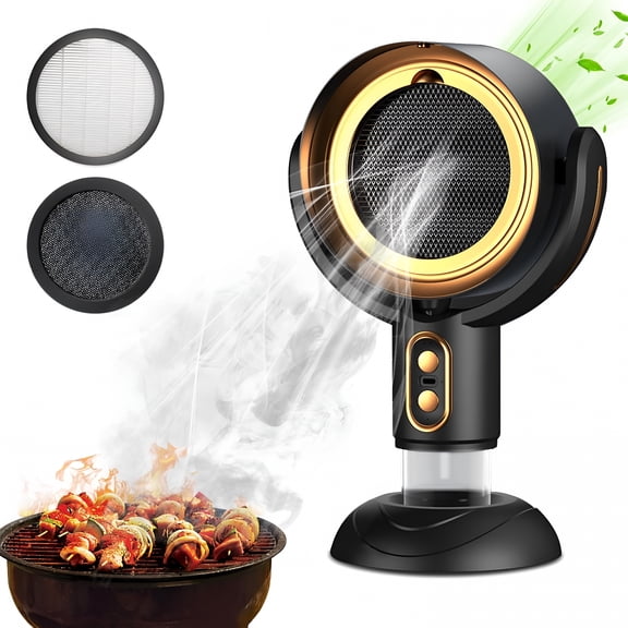 HIBIBUD Portable Range Hood,Usb Desktop Exhaust Fan with 2 Speed,Removable And Washable Filter,Wireless Desktop Kitchen Range Hood for Indoor Bbq,Hot Pot,Large Oil Collection Cup,Extractor Hood