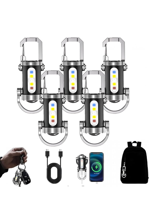 2026 New Portable Rechargeable Bright Keychain Flashlight Phone Charger,1200 Lumens Waterproof Mini Edc Compact Keychains Flashlight,Led Usb Torch Light with 7 Modes Type-C for Camping