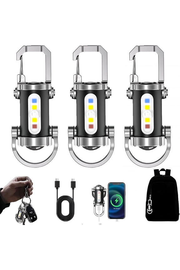 2026 New Portable Rechargeable Bright Keychain Flashlight Phone Charger,1200 Lumens Waterproof Mini Edc Compact Keychains Flashlight,Led Usb Torch Light with 7 Modes Type-C for Camping