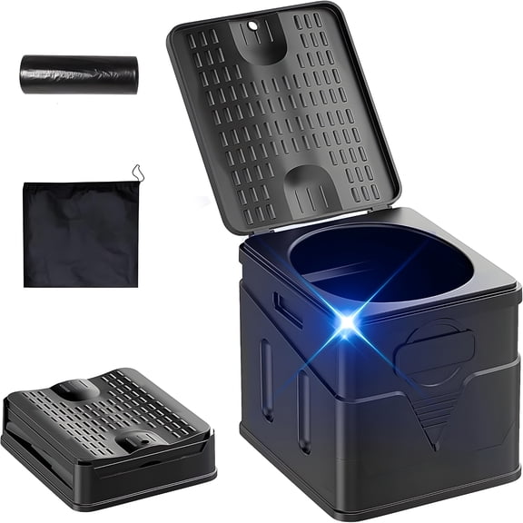 HIBIBUD Portable Toilet, Camping Toilet Have Small Foldable Size. It Is Compact Portable Toilet for Adults And Children. Suitable for Cars, Hiking, Beaches And Camping, Black