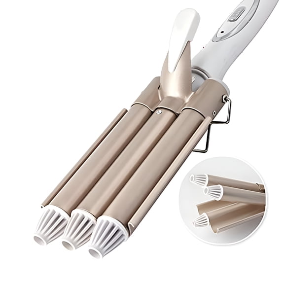 HIBIBUD Professional Triple Jumbo Barrel Curling Iron Ceramic Hair Waver Pearl Waving Styling Tools Crimping Tool for Deep Waves