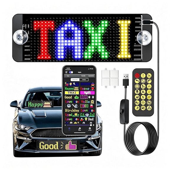 HIBIBUD Programmable Led Signs 7"X3" Customizable Text Diy Animated Car Signs Usb 5V Flexible Led Panel Bluetooth App Controls Custom Text Pattern Animated Light Shops Cars Hotels