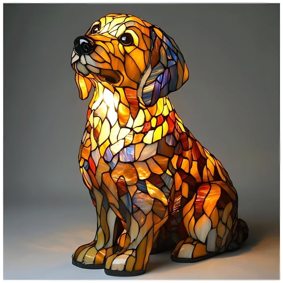 HIBIBUD Pug Desk Lamp,Corgi Night Light for Kids,Shih Tzu Lamp,Cute Dog Lamp for Bedside/room/use with Warm Glow,Gift for Dog Lovers7.9" Golden Retriever