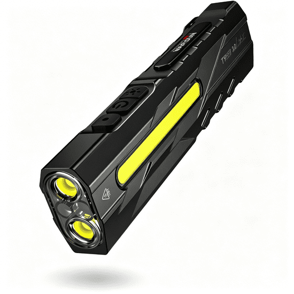 HIBIBUD Rechargeable Flashlight - 1500 Lumen Compact LED Pocket Flashlight with Magnetic Base and Clip,Portable Work Light for Dog Walking,Camping,Car Repair and Emergency Use