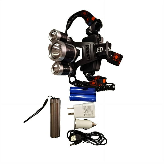 HIBIBUD Rechargeable Headlamp,Adjustable Headband Lumen Light Headlamp,3 Lighting Modes Usb Charging Chair Covers Slipcover,Focus Adjustable Head Lights for Forehead,Style 3