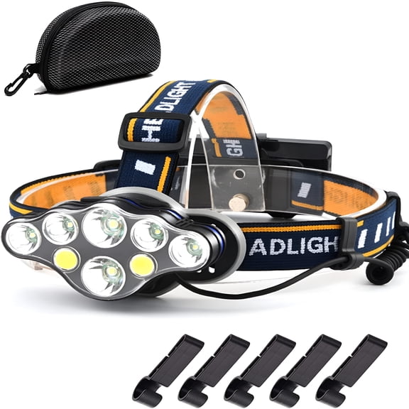 HIBIBUD Rechargeable LED light Torch lamp Super Bright 18000 Lumens Waterproof with Red Warning Lights and 8 LED 8 Modes