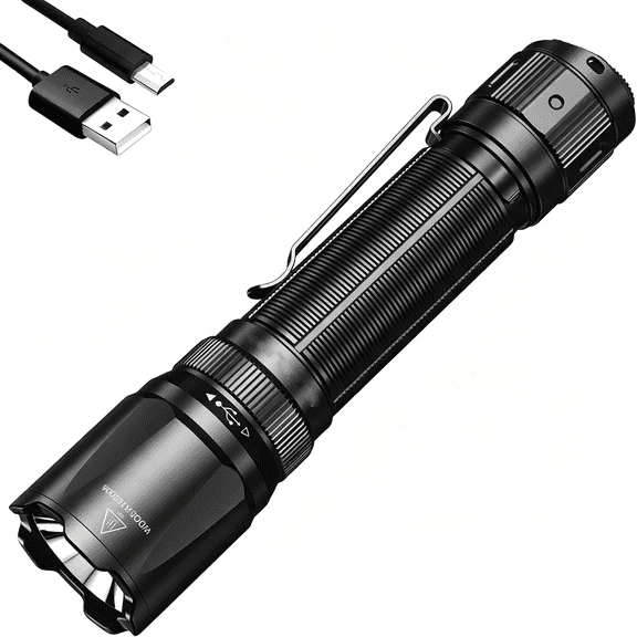 HIBIBUD Rechargeable Tactical Flashlight, 3000 Lumen Long Throw Usb-C Tac Light, with Organizer Rechargeable Flashlight
