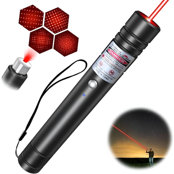 HIBIBUD Red Light Flashlight,Long Distance Usb Rechargeable Tactical Beam with Star Cap Adjustable Effect for Outdoor Journeys,Presentations,and Stargazing