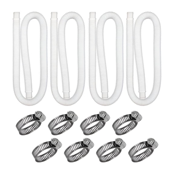 HIBIBUD Replacement Pool Hoses for Above Ground Pools,Long Filter Pump Hose,Pool Pump Hose with 8 Metal Clamps 39inch 4PCS White