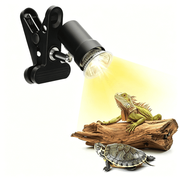 HIBIBUD Reptile Heat Lamp with 360 Rotatable Clamp Basking Spot Light with 50W UVA UVB Heat Bulb Simulated Sunlight Heating Lamp for Turtles Lizards Snakes Amphibian Terrariums Tanks