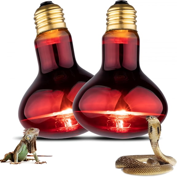 HIBIBUD Reptile Heat Lamp Bulb,100W Infrared Heat Light Bulbs,Red Basking Spot Lightbulb for Snake,Tortoise,Bearded Dragon,Lizard,Chicks,Turtle,Chickens,Pets-2 Pack