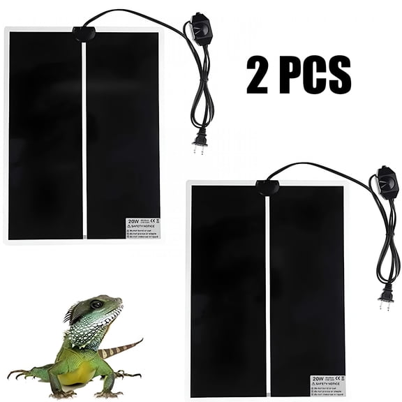 HIBIBUD Reptile Heating Pad,20W Pet Reptile Heating Pad Warmer with Temperature Control,Power Adjustment Under Tank Terrarium Heater Heat Mat for Reptiles Turtle,Tortoise,Snakes,Lizard,Gecko,2 Pack