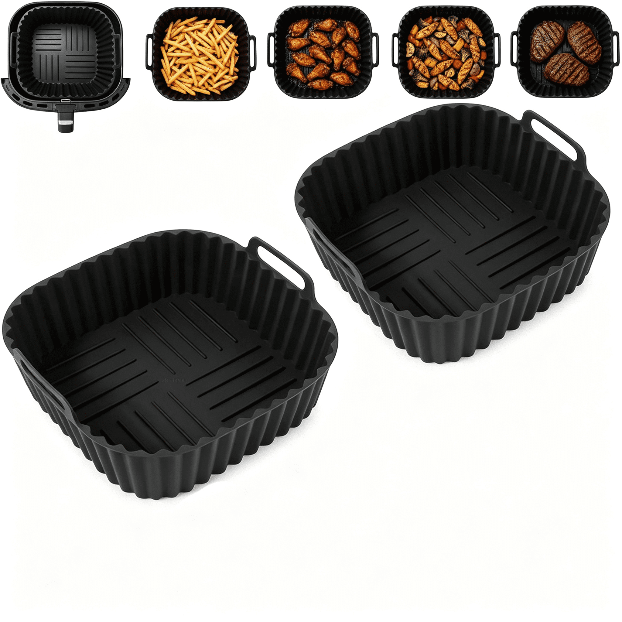 HIBIBUD Reusable Silicone 4 Pcs Set|2-Pack 8-Inch Square Line ...