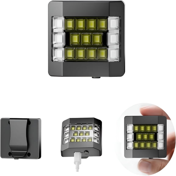 HIBIBUD Running Lights for Runners, Clip on Flashlight, Rechargeable LED Safety Light for Walking at Night, Portable Flashlight, Small Work Light Warning Flashing Camping Hiking Gear (Black)