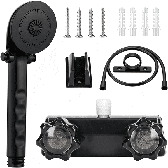 HIBIBUD Rv Shower Faucet with Shower Head and Hose - Non-Metallic Rv Shower Kit, On/Off Valve & Diverter, Handheld Shower Replacement for Rv, 5Th Wheels, Motorhomes, Travel Trailers