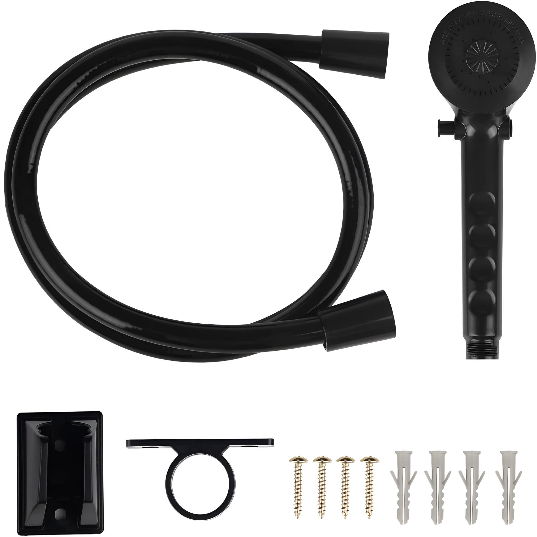HIBIBUD Rv Shower Head with Hose - Non-Metallic Outdoor Rv Shower Kits Replacement with Pause Function for Rvs, Fifth Wheels, Motor Homes, Travel Trailers, Campers, Boats, Black
