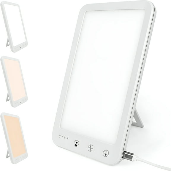 HIBIBUD SAD Lamp,10000Lux Natural LED Daylight Lamp,Adjustable 3 Color Temperature,4 Timer,5 Brightness,USB Type-C Powered SAD Light,Portable Sunlight Lamps for Indoor Home Seasonal Depression