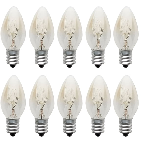 HIBIBUD 10 Pack Salt Lamp Bulb, Light Bulbs for Plug in Wax Warmer, 15 Watt Night Light C7 E12 for Candle Warmers
