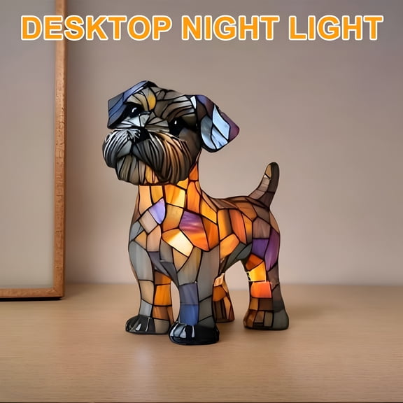 HIBIBUD Schnauzer Lamp,Novelty Dog Lamp,Dogs Series Art Night Light,Vintage Pet Dogs Themed Tabletop LED Night Light for Home Decor,Fun Gift for Pet Lovers,Family,Friends