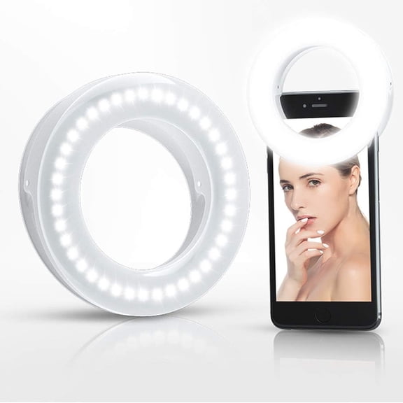 HIBIBUD Selfie Ring Light Rechargeable Portable Clip-On Selfie Fill Light with 40 Led for Smart Phone Photography,Camera Video,Girl Versatile Ring Light for Phone