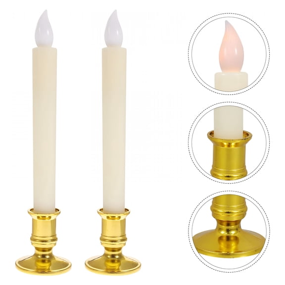HIBIBUD Set of 2 Taper Led Candle Stick Lights for Religious and Decorative Use
