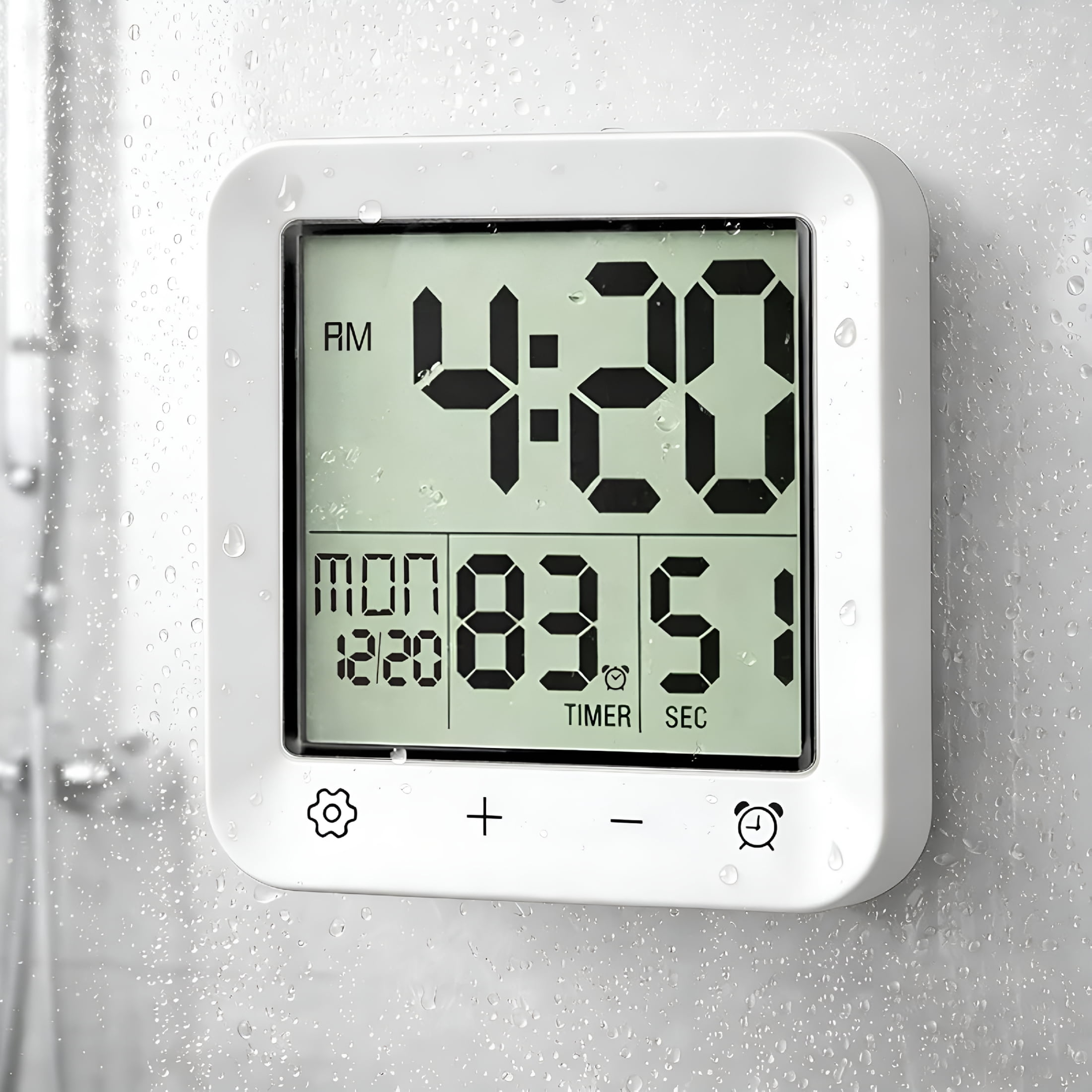 HIBIBUD Shower Clock Waterproof,Bathroom Digital Clock with Timer,LCD ...