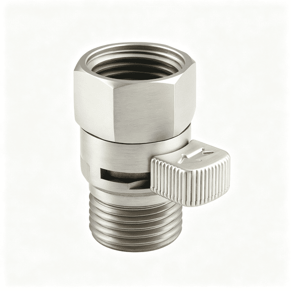 HIBIBUD Shower Head Flow Restrictor for Bathroom Shower,Brushed Nickel | Solid Brass,G 1/2 Male and Female Thread,Adjustable Shower Head Shut Off Valve for Control Water Flow