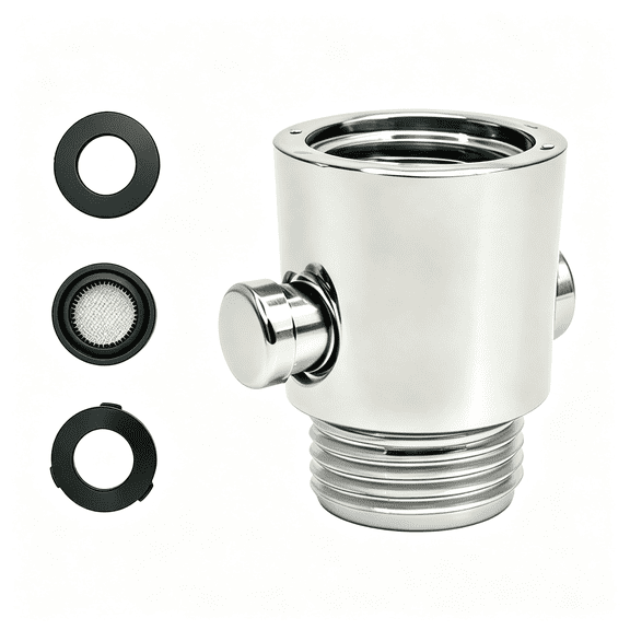 HIBIBUD Shower Head Shut Off Valve,Water Flow Control Valve with Push Button Switch,Adjustable Water Saver Connector for Handheld Showerhead and Bidet Sprayer (Silver)