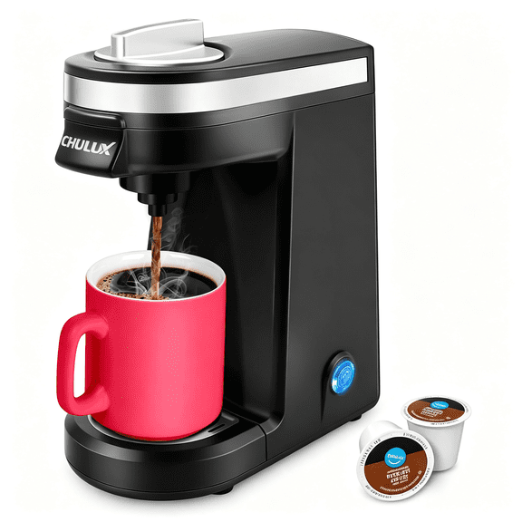 HIBIBUD Single Serve Coffee Maker for K Capsule and Ground Coffee,Single Cup Coffee Machine,Black Single Serve Coffee Maker Kcup Coffee Machine