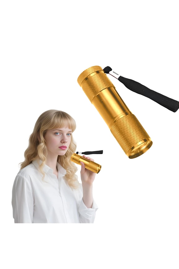 Small Flashlight,395 Uv Rays Keychain Light,Uv Curing Windfire Flashlight,Gold