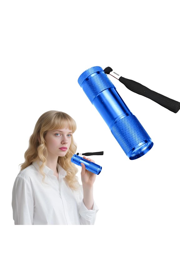 Blue Mini 9 LED UV Flashlight,Battery Powered Pocket for Camping,Nails,Currency Check