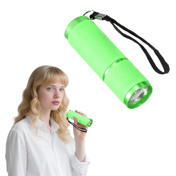 HIBIBUD Green 9 LED UV Blacklight Keychain,Battery Powered for Nails,Currency&Detection