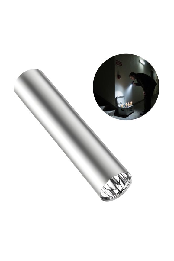 3.9" Silver Mini Flashlight, USB Rechargeable Keychain Light for Hiking, EDC