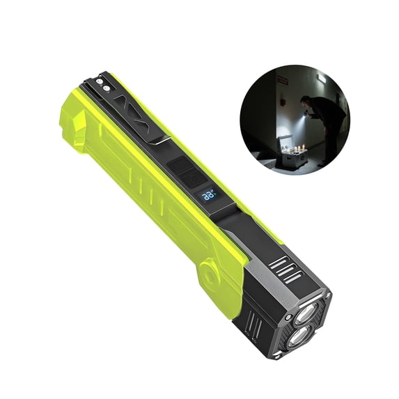 HIBIBUD Small Flashlight,Rotatable Lamp Head Keychain Light,Strong Magnetic Bottom and Side Pen Clip Windfire Flashlight,Green