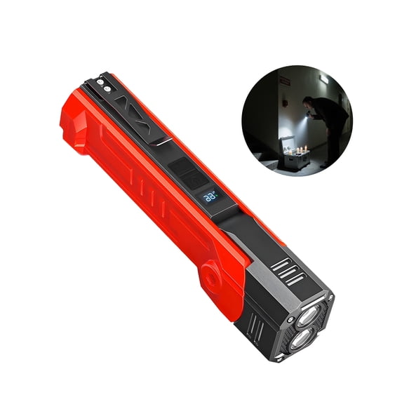 HIBIBUD Small Flashlight,Strong Magnetic Bottom and Side Pen Clip Flashlight Battery Powered,Rotatable Lamp Head Led Flashlight,Red