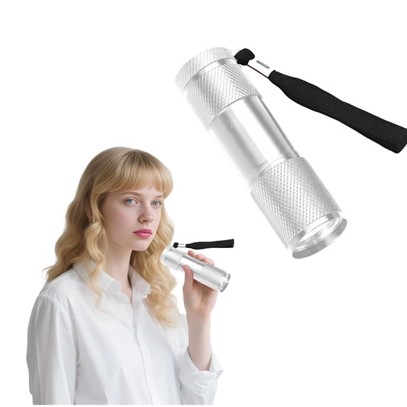 HIBIBUD 3.5" Mini Flashlight, Small UV LED Flashlight Battery Powered for Nail Curing, Silver
