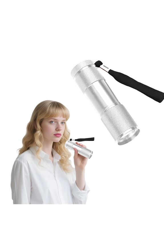3.5" Mini Flashlight, Small UV LED Flashlight Battery Powered for Nail Curing, Silver
