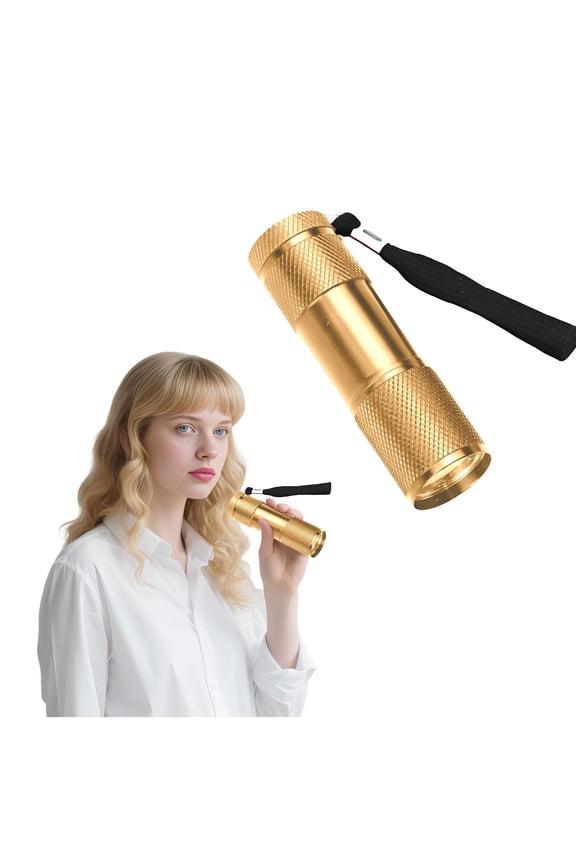 3.5" Gold Mini Flashlight,LED UV Battery Powered Pocket Light for Camping,Nail Curing