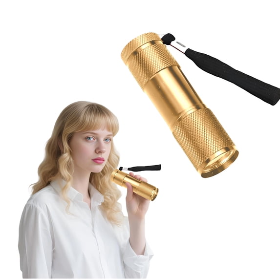 HIBIBUD 3.5" Gold Mini Flashlight,LED UV Battery Powered Pocket Light for Camping,Nail Curing
