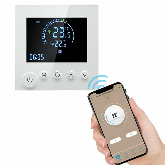 HIBIBUD Smart WiFi Wall Thermostat with Remote Control and NTC Sensor,Programmable and LCD Display Button
