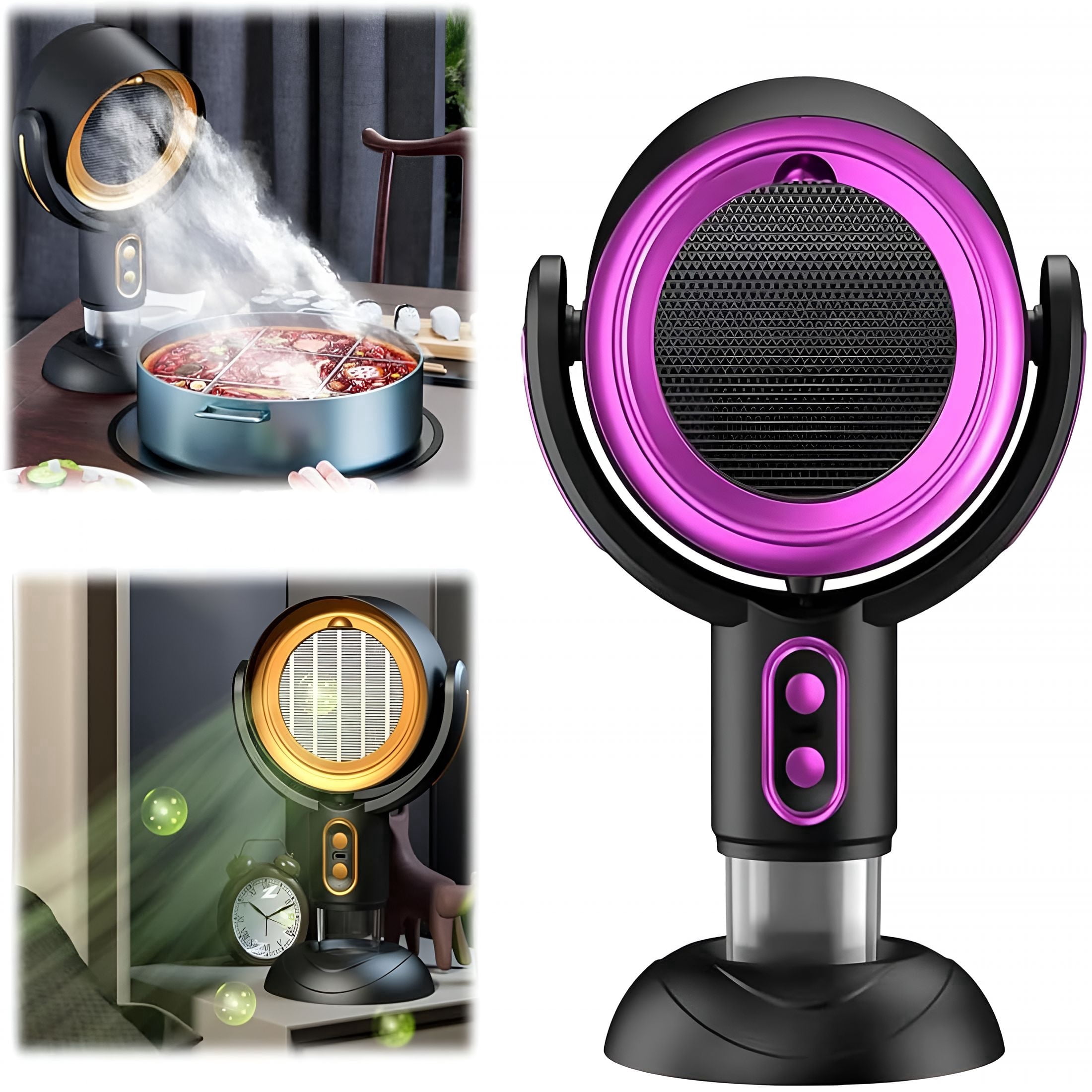 HIBIBUD Smoke Purifier for Smoking Indoors,Portable Range Hood for Cooking,Detachable Purifier Fan and Washable Smoke Filter for Indoor Bbq,Hot Pot,Extractor Hood (Purple,Plug In)