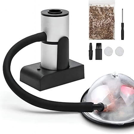 HIBIBUD Smoking Gun Wood Smoke, Portable Handheld Smoke Infuser,Cold Smoker Food Smoker Gun for Meat, Kitchen Smoke Gun for Cooking with Wood Chips for Bar Cooking Meat BBQ Drinks (Sliver)