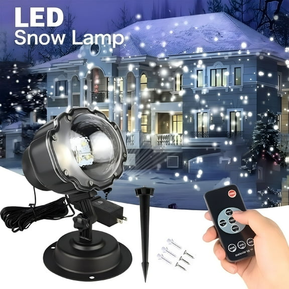 HIBIBUD Snowflake LED Projector Lights with Remote Control,Rotating Snowfall Projection,Indoor Outdoor Snow Falling Projector Lamp for Halloween Xmas Party