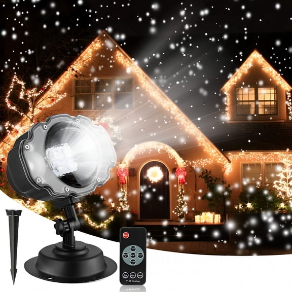 HIBIBUD Snowflake Projector Light,Christmas Light Projector,Outdoor Indoor Snowfall Lights with Remote&Timer Ip65 Dynamic Snow Effect Spotlight for Christmas Party