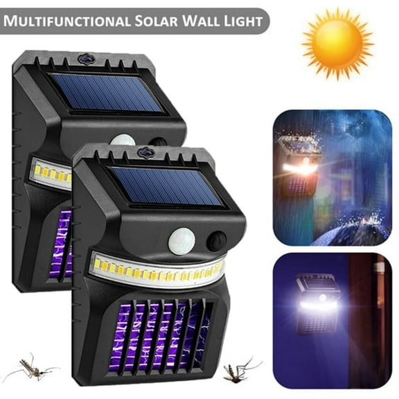 HIBIBUD Solar Bug Zapper Wall Lamp Outdoor 155 Coverage Motion Sensor Insect Killer for Garden Patio Backyard Pest Control Weather Resistant USB Rechargeable Eco-Friendly,Black
